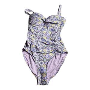 Nip Tuck One Piece Swimsuit Purple Diamond Pattern Ruched Sides
